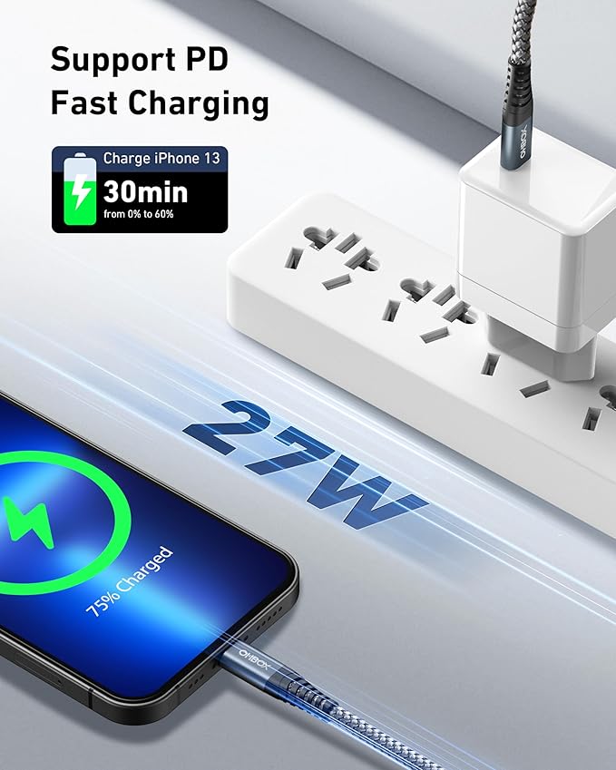 ohbox USB C to Lightning Cable 3Pack 6FT iPhone Fast Charger Cable USB-C iPhone Charging Cord Compatible with iPhone 14 13 13 Pro Max 12 12 Pro Max 11 XS XR X 8 iPad
