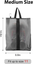 2 Pack Shoe Bags for Travel, Sneaker Bags, Waterproof Travel Shoe Bags with Zipper for Packing, Golf Shoe Dust Bags for Man and Women, Medium, Black