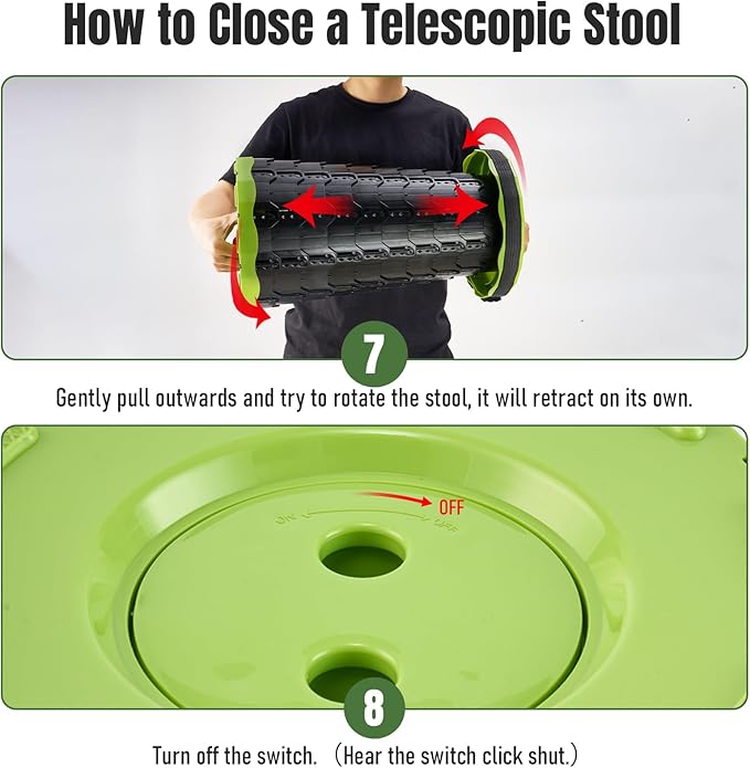 Doseno Upgraded Foldable Stool Thickened, Portable Collapsible Stool Retractable Stool for Fishing, Hiking Tours, BBQ, Parties, Outdoor Activities
