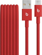 Beats USB-A to USB-C Woven Cable Fast Charging Durable and Tangle-Free Design Compatible Charger for Apple & Android Devices (1.5 m, 5 ft) - Rapid Red