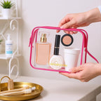 Icramsy Clear Makeup Bag,2 Pack TSA Approved Toiletry Bag Travel Toiletry Bag Hanging Makeup Cosmetic bag for Women Men (ROSY)