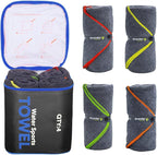 4Monster 4-Pack Quick Dry Microfiber Travel Towels – Super Absorbent, Ultra-Soft Camping Towel Set with Water-Resistant Bag, Lightweight & Compact for RV, Gym, Beach, Pool, Swimming, and Family Trips
