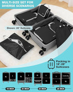 Gonex 10 Set Compression Packing Cubes, Expandable Storage Travel Bags for Suitcase, Luggage Organizers with Hanging Toiletry Bag Laundry Bag Shoe Bag Accessories Bag (Black)
