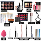 Pure Vie All-in-One Holiday Gift Surprise Makeup Set Essential Starter Bundle Include Eyeshadow Palette Lipstick Concealer Blush Mascara Eyeliner Face Powder Lipgloss Brush - Full Makeup Kit for Women