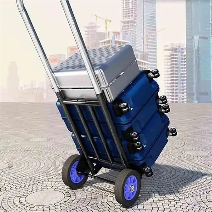 Portable Folding Hand Truck Retractable Trolley Cart for Shopping Luggage & Camping Heavy Duty Household Trailer Compact Design for Easy Transport (Medium)