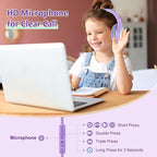 Voopwink Kids Headphones Wired with Microphone, USB Type C Headphones for Kids Girls Boys with Cord/LED Lights/85/94dB Volume Limit, Portable Over Ear Headphones for School/Travel/Tablet/iPad