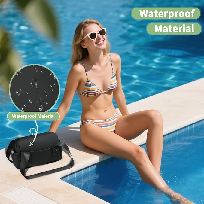 Mini Gym Bag for Women, Yoga Small Sports Bag for Women Girls, Waterproof PU Fitness Tote with Wet Compartment, Black