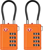 Puroma TSA Approved Luggage Travel Locks with Open Alert Indicator, 4 Digit Combination Resettable Code Zinc Alloy Lock for Suitcase, Backpack, Bag, Toolbox, Locker (2 Pack, Orange)