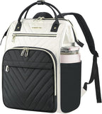 VANKEAN 17 Inch Laptop Backpack for Women Fashion Computer Work Bag, Large Capacity Waterproof Backpack, College Daypack Business Travel, Beige-Black