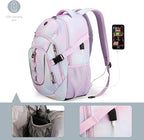Swissdigital Laptop Backpack with USB Charging Port, Travel Backpack Fits 15.6 inches Computer, 31L Backpack for Women, Pink Purple | SD803-104
