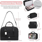Wogarl 4PCS Weekender Bags for Women Large Overnight Weekend Travel Duffel Carry on Shoulder with Shoe Compartment Canvas Toiletry Bag for Travel Business Gym