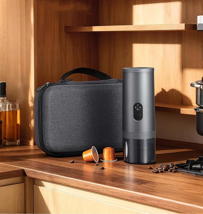 3-in-1 Portable Espresso Machine with Self-Heating, 20 BAR Pressure, 7800mAh Battery – Compact Travel Coffee Maker for Capsules, Ground Coffee & Iced Brew, Perfect for Camping, Hiking, Office
