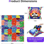 3 in 1 Travel Pillow Blanket Set with Removable Flannel Blanket Throw,Hand Warmer Pockets,Pillow (Color3, 50in*60in)