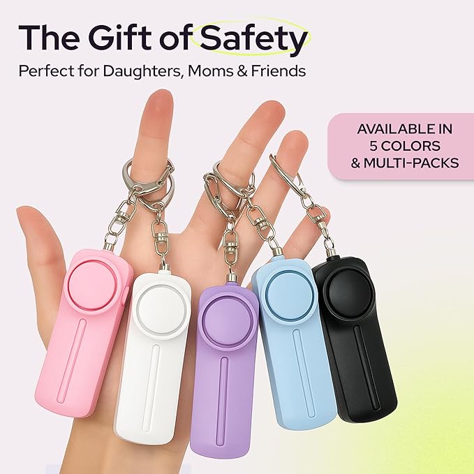 Weten Personal Safety Alarm Keychain - 130dB Siren, LED Light, Panic Pin – Compact Self-Defense Device and Emergency Whistle Alternative for Women, College, Travel, and Night Walk Protection (Pink)