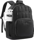 LOVEVOOK Laptop Backpack for Women with Giant Tumbler Holder Pocket,17 Inch Puffer Travel College Work Backpack Purse for Teacher Nurse,Waterproof Laptop Bag Computer Back Pack Casual Daypack,Black