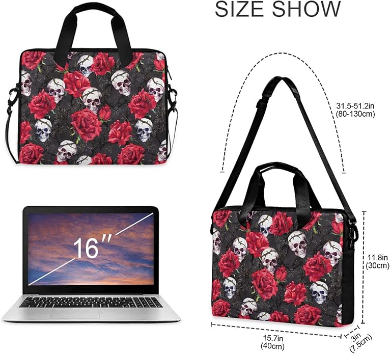 MNSRUU Laptop Bag for 15.6 inch Black Gothic Bats