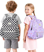STEAMEDBUN Corduroy Kids Backpack for Girls 5-8: Girls Backpack for Elementary Kindergarten - 15 inch Cute Backpacks for Kids - Purple Bow