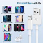 TUMABER 2 Pack Apple MFi Certified iPhone Charger Cable 3Ft, Lightning to USB Cord 3 Foot, 2.4A Fast Charging,Apple Phone Long Chargers for 13/12/11/11Pro/11Max/ X/XS/XR/XS Max/8/7/6, White (C36W4)