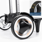 Backpack Trolley Cart with Stair-Climbing Wheels – Foldable Aluminum Frame, Adjustable Handle and 77 lbs Capacity – Quiet Large Wheels with Edge Guard – Black – Fits Travel Bags, Book Bags, Shopping