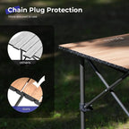 Byliable Camping Table Folding Portable Camp Aluminum Fold Up Lightweight Roll Up Table Adjustable Height with Carry Bag Indoor Outdoor for Camping, Picnic, Backyard, BBQ, Patio, Wood Grain