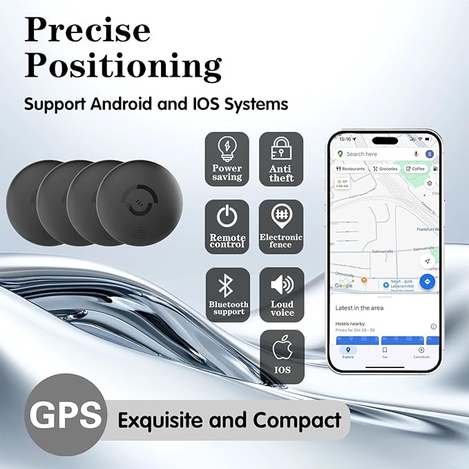 Magnetic Mini GPS Tracker – Hidden Vehicle Tracking Device, Real-Time Car, Kid & Pet Locator, No Subscription, Compatible with Apple Find My（4PCS）