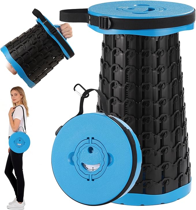 Spisces Upgraded Collapsible Stool,800 lbs Heavy Duty Capacity & Lightweight 2.6 lbs,18-Inch Portable Retractable Folding Stool for Adults,Camping,Fishing,BBQ,Travel