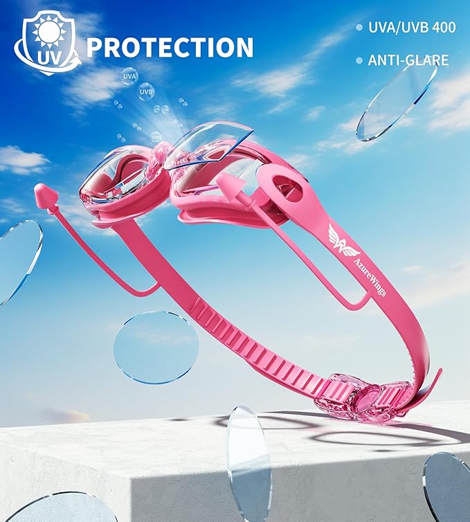 7 in 1 Swim Goggles + Swim Cap for Men Women,No Leak Anti-Fog & UV, Wide Visio HD Mirror PC Lens