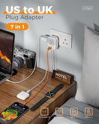 US to UK Plug Adapter 2 Pack, TESSAN Type G Adapter for Travel with 4 Outlets 3 USB (2 USB-C), Power Adaptor for US to UK Ireland London Scotland Kenya Dubai Singapore Hong Kong
