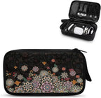 Boho Flower Print Electronic Organizer Travel Universal Accessories Storage Bag Portable for Hard Drives, Cables, Memory Sticks, Charger, Phone, USB, SD Cards