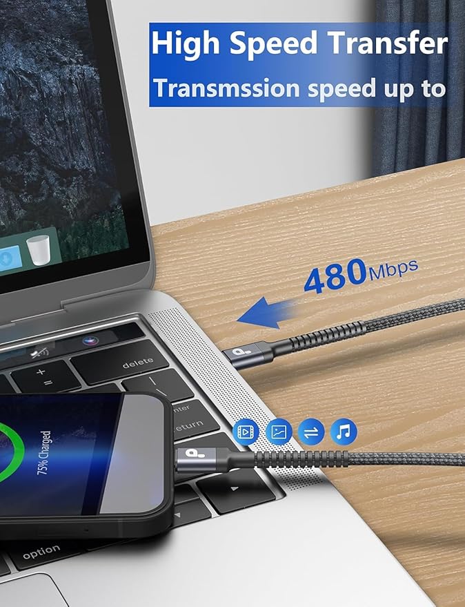 USB C to USB C Cable 10FT, 2Pack USB C Charger Cable, Long Type C Fast Charging Cable Nylon Braided USBC Charger Cord Compatible with iPhone 17/16/15/Pro/Plus/Pro Max/Samsung Galaxy S23/LG and More