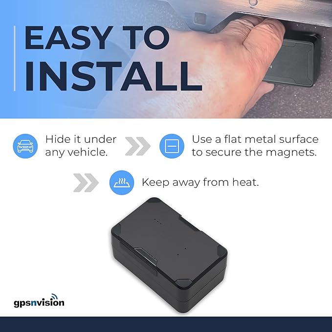 Magnetic Tiny GPS Tracker for Vehicles - 1 Month Rechargeable Battery, Small Hidden Real-Time Tracking Device - Waterproof GPS for Cars, Trucks & Assets - Subscription Required