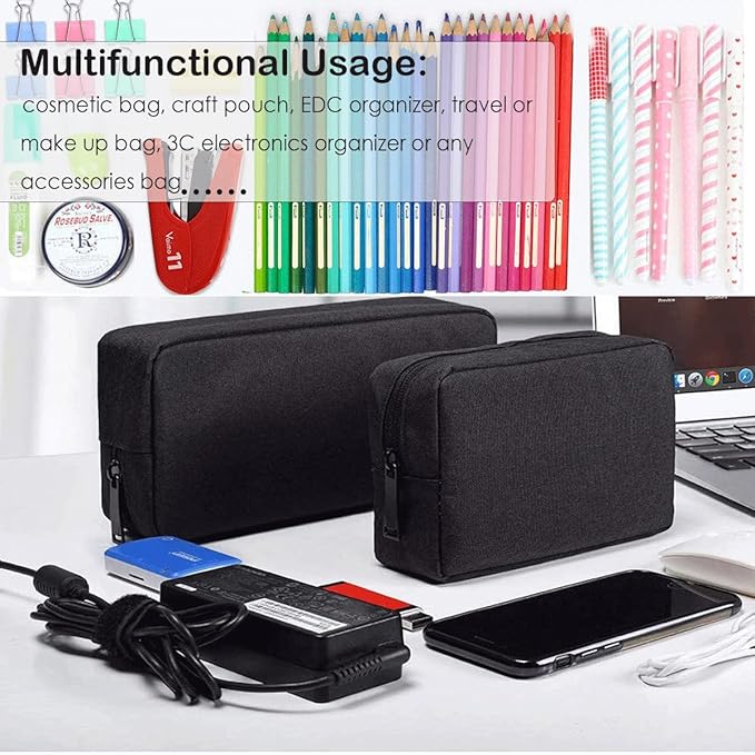 CAAORDKSO Electronics Organizer Travel Case, Cord Organizer Travel Cable Organizer Bag Waterproof Portable Accessories Case for Cable, Cord, Charger, Phone, Power Bank, Earphone (Small-Black)