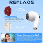 4 Pairs Replacement Ear Tips for AirPods Pro 2nd/1st Generation with Portable Storage Box & Cleaner Pen,Noise Reduction Holewith & Built-in dust Guard Screen,Silicone EarTips(Dark red)