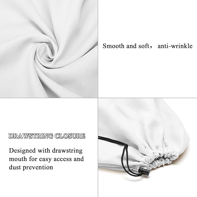LAKE OF FIRE 4-Piece Travel Shoe Bags for Packing, 17.7" x 13.8" Dustproof Shoe Bags with Drawstring Closure,Washable & Reusable(White)