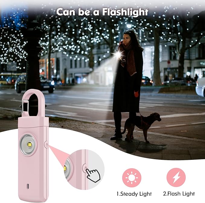 Rechargeable Personal Alarm for Women - Birthday Gifts for Women, Daughter, College Student, Teen Girl, Elders, Kids, Siren Alarm, USB Charging, Dark Pink
