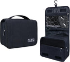 Lcsmaokin Large Capacity Toiletry Bag Travel Bag with Hanging Hook for Men and Women Waterproof Travel Cosmetic Bag Bathroom Storage Bag for Brushes Set,Full-Sized Shampoo,Toiletries,Accessories-Black
