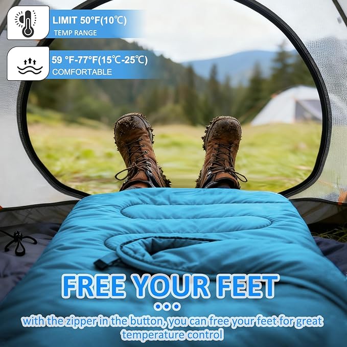 oaskys Camping Sleeping Bag - 3 Season Warm & Cool Weather - Summer Spring Fall Lightweight Waterproof for Adults Kids - Camping Gear Equipment, Traveling, and Outdoors