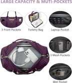 Women Weekender Travel Duffle Bag: Travel Duffel Overnight Bags with Shoe Compartment Large Carry on Tote with Toiletry Bag Weekend Traveling Yoga Gym Hospital Bag for Women with Wet Pocket Purple