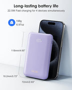 Portable Charger 10000mAh, Cell Phone Portable Power Banks with 22.5W PD Fast Charging, Compact Phone Charger Built in Cable, Compatible with Apple, Samsung, Google, Motorola and More