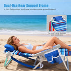 SUNNYFEEL Low Beach Chair 2 Pack, 5-Position Lay Flat Reclining, Backpack Portable Folding Chairs with Cooler Bag & Cup Holder, Heavy Duty 350 LBS, Compact for Beach, Camping, Travel