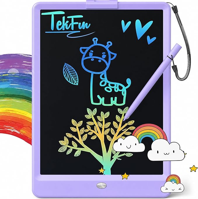TEKFUN LCD Writing Tablet for Kids, 10-inch Coloring Drawing Pad, Mess Free Doodle Board, Airplane Travel Toys for Boys and Toddlers, Road Trip Essentials, Gifts for 3 4 5 6 7 8 Year Old Girls(Purple)