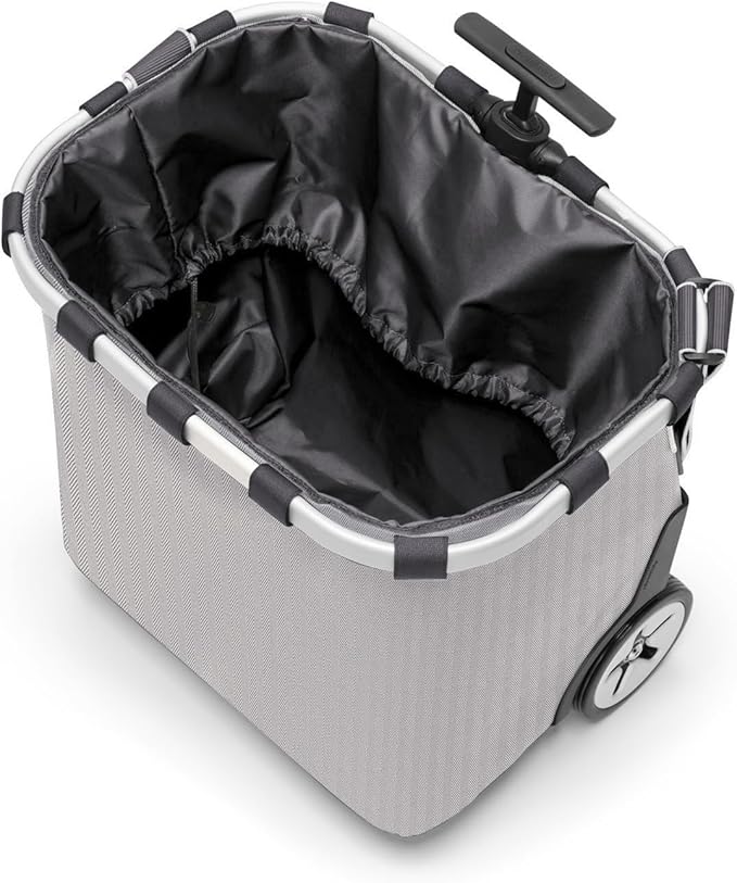 reisenthel carrycruiser Herringbone Grey - Portable Shopping Trolley with Sturdy Aluminum Frame, Shoulder Strap and Removable mesh Inner Bag -Water-Repellent