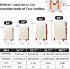 Merax Luggage Set, 13 Piece Suitcase Set with Travel Bag, 16 20 24 28 Inches Carry on Luggage with TSA Lock Expandable,Hard Case Suitcases with Spinner Wheels,White and Brown