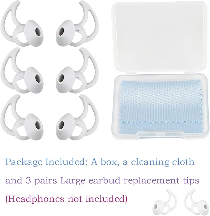 Replacement Earbud Tips Silicone Earbud Covers Ear Tips Compatible with Bose Quietcomfort and Sport Headphone Ear Bud Tips Large 3 Pairs