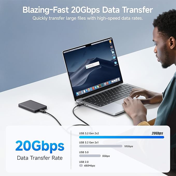 Cable Matters 20Gbps USB C to USB C Monitor Cable - 3ft / 0.9m, Supports Up to [8K@30Hz / 4K@120Hz Video, 240W Charging, 20Gbps Data Transfer], USBC Video Cable, Works with CarPlay, Android Auto