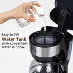 5-Cup Programmable Drip Coffee Maker with Digital Timer, Glass Carafe,24-Hour Auto Brew,2-Hour Auto Shut-Off, Pause & Pour, Removable Filter Basket,Compact Coffee Machine for Home & Office