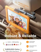LISEN for iPad Holder Car Road Trip Essentials Travel Activities for Toddler Kids Gifts, Car Accessories for Women Moms Truck Interior 3in1 Tablet Holder for Back Seat Car Camping Headrest Organizer