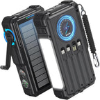 BLAVOR Solar Power Bank with Hand Crank and 4 Cables, 20000mAh Wireless Portable Charger with USB C & Camping Light, 20W Fast Charging Battery Pack for iPhone, iPad, Samsung, All Mobile Phones