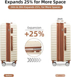 LARVENDER Luggage 6 Piece Expandable Luggage ABS Hardshell Carry on Suitcase with Spinner Wheels TSA Lock, Large Checked Travel Suitcase for Women and Men, Mocha(16/20/24/28/DB/TB)