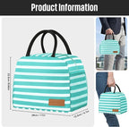 douyadady Lunch Bag Women/Men Lunch Box Women/Men (Baby blue+White Stripes)